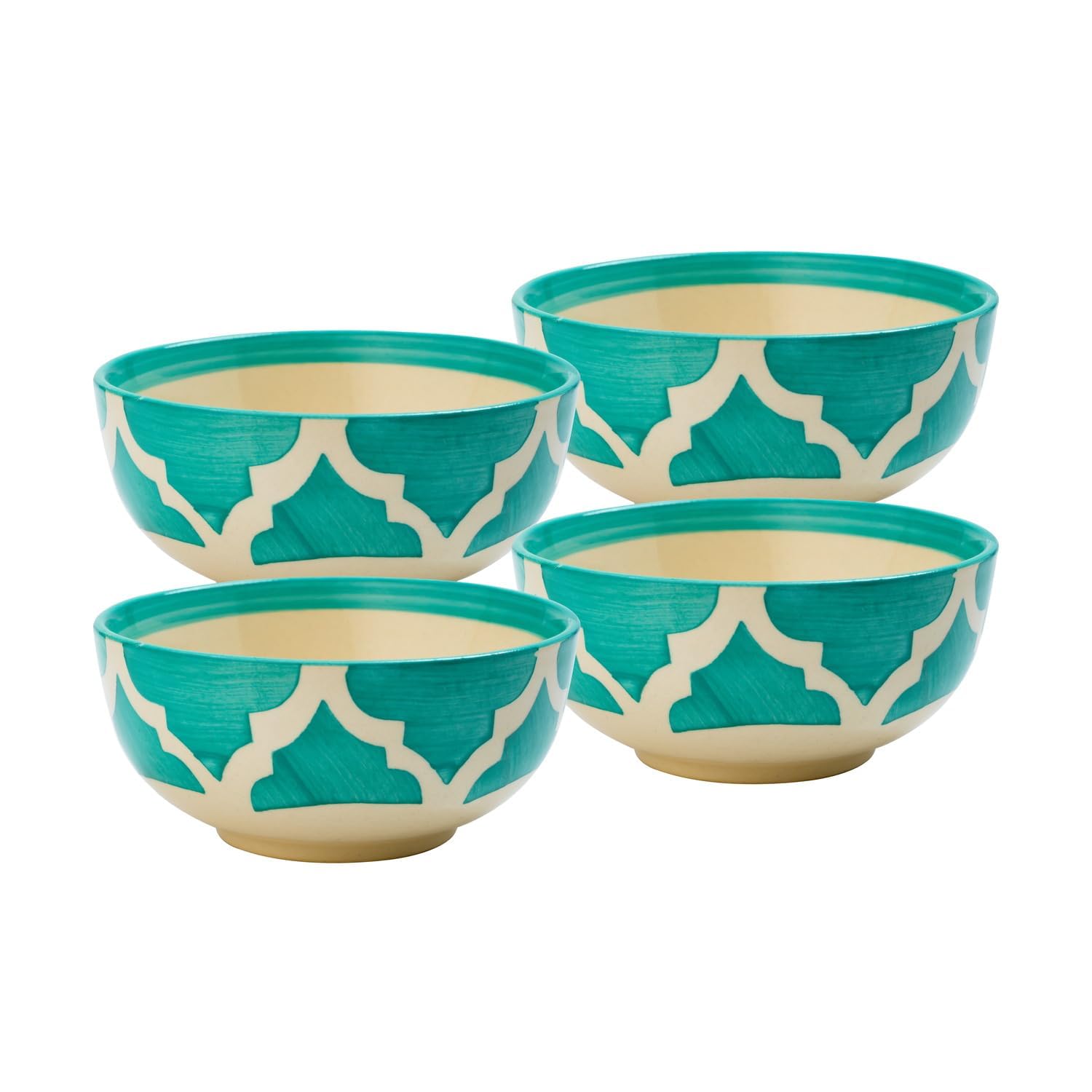 Ceramic Bowl | Handmade Moroccan Trellis Design | Dessert Bowls | Katoris for Di 8 | & | Shell Shape Chips and Dip Serving Platter Plastic Dinnerware Plate,Dip Section D 8