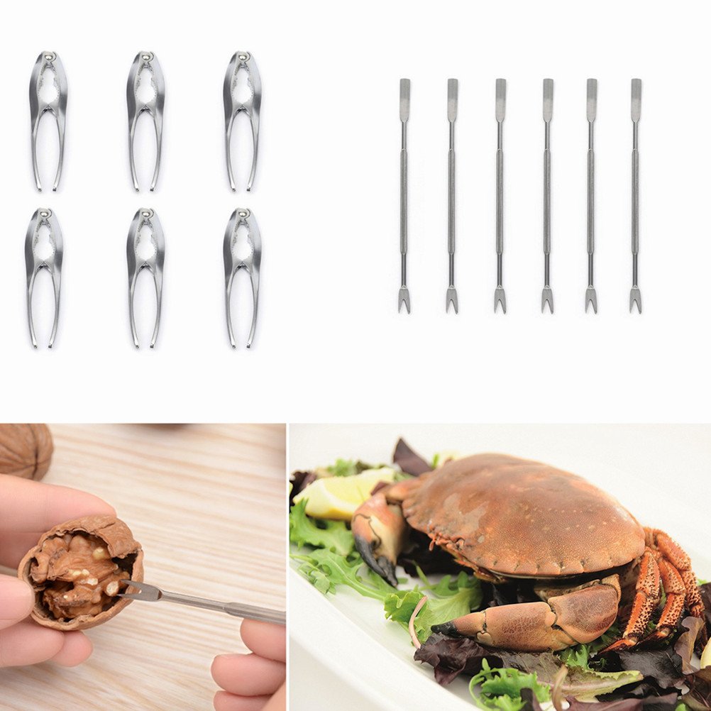 Casse-Noisette en Acier Outils Pince pour Fruits de mer, kit de 6 Crustacés Pince pour homards et langoustines, ouvre-Crabe crustacés homards et crabes