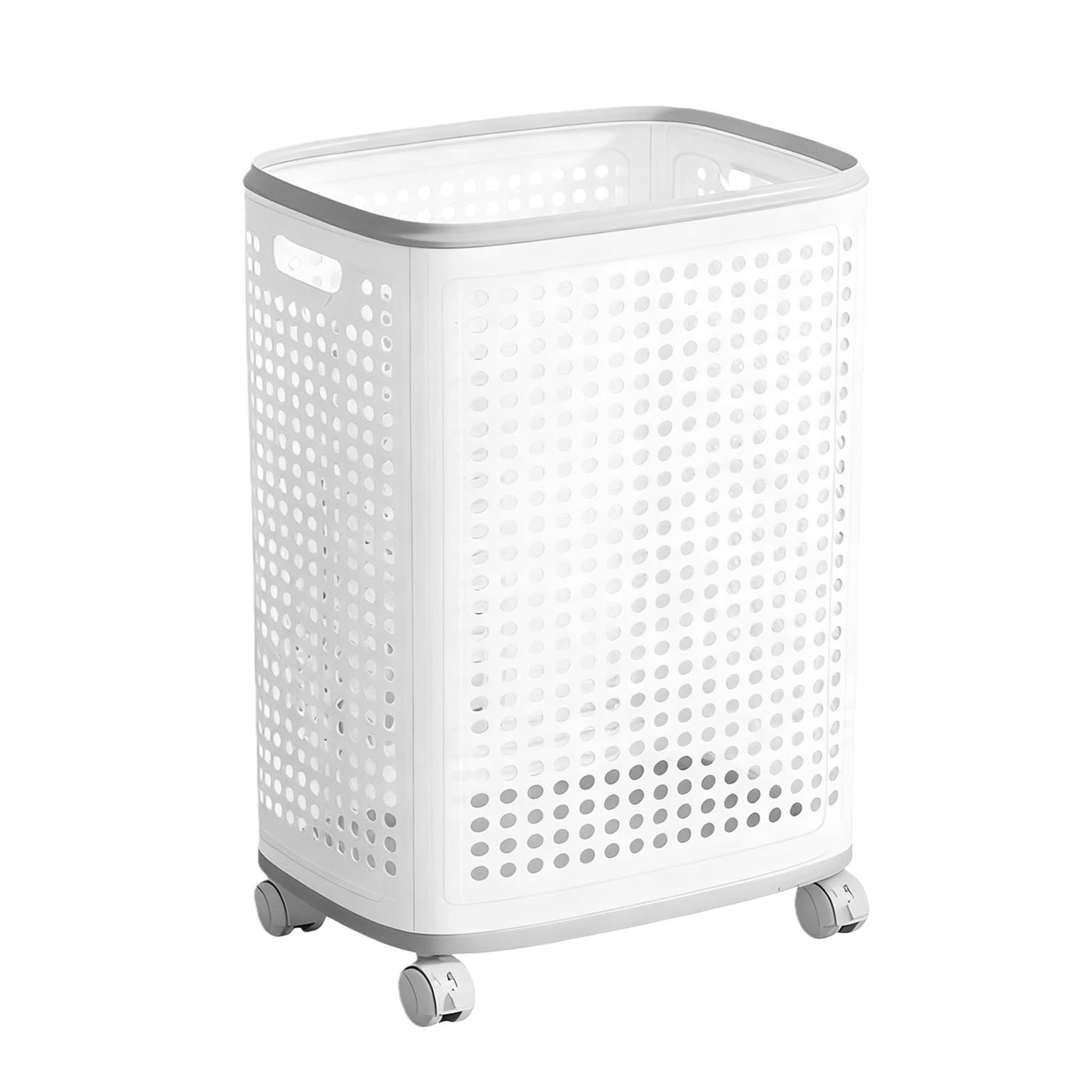 Ventilated Laundry Bin Oversized for Home Organization Constructed From Sturdy PP Materials Portable and Portable White Hamper with Lid