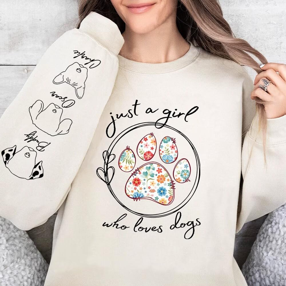 MY4LOVE Custom Just A Girl Who Loves Dogs Sweatshirt, Custom
