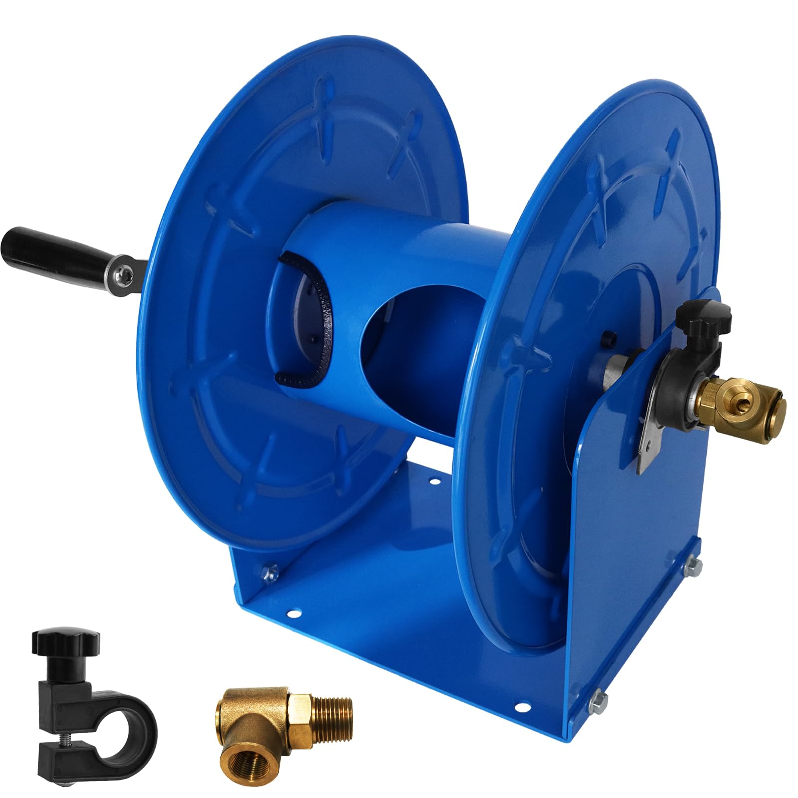 Photo 1 of 4500 PSI Pressure Washer Hose Reel with Dual Hose Kit, Vacuum Hose Reel Holds 100FT 3/8" or 200FT 1/4", Heavy Duty Hand Crank Hose Reel with M22 Fitting for Wall or Trailer Mount