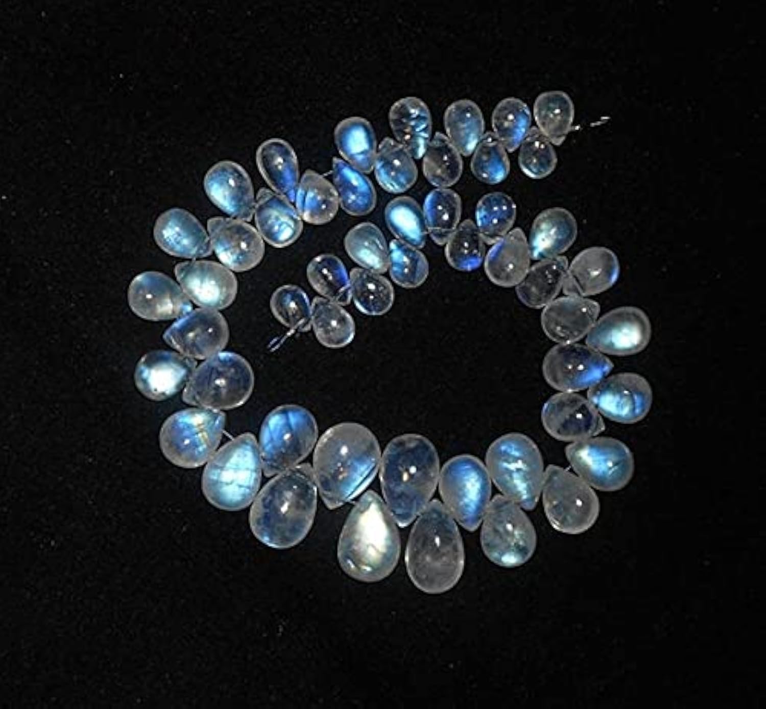 Pierre de lune arc-en-ciel perles pour fabrication bijoux matériel création enfilage E0069