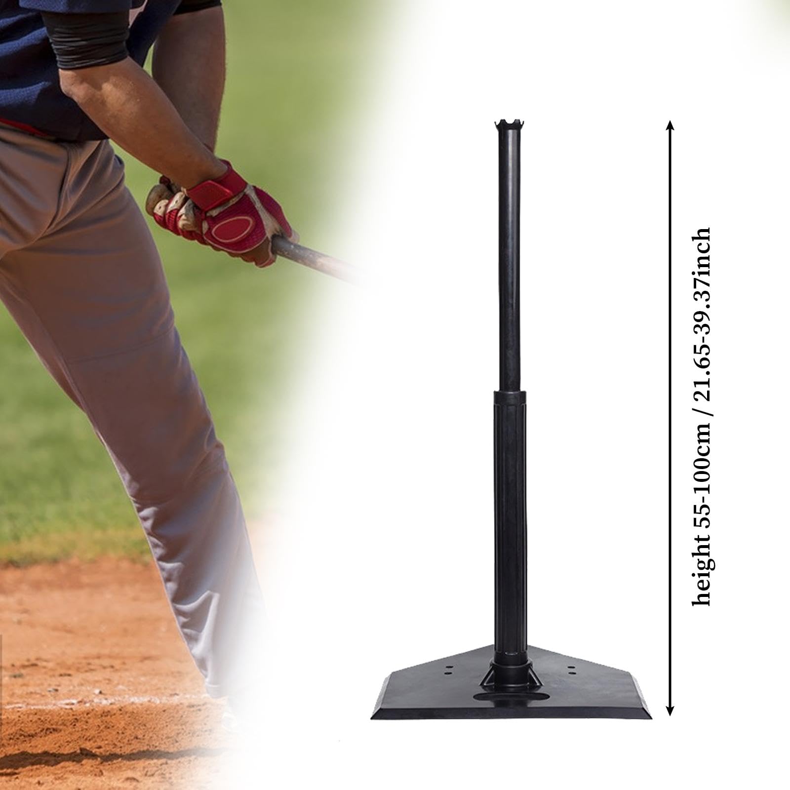 Perfeclan Baseball tee Soporte Entrenamiento Bateo Ajustable Herramienta Goma PVC Portátil Resistente Fácil Montaje Adecuado para Niños Adultos Formación
