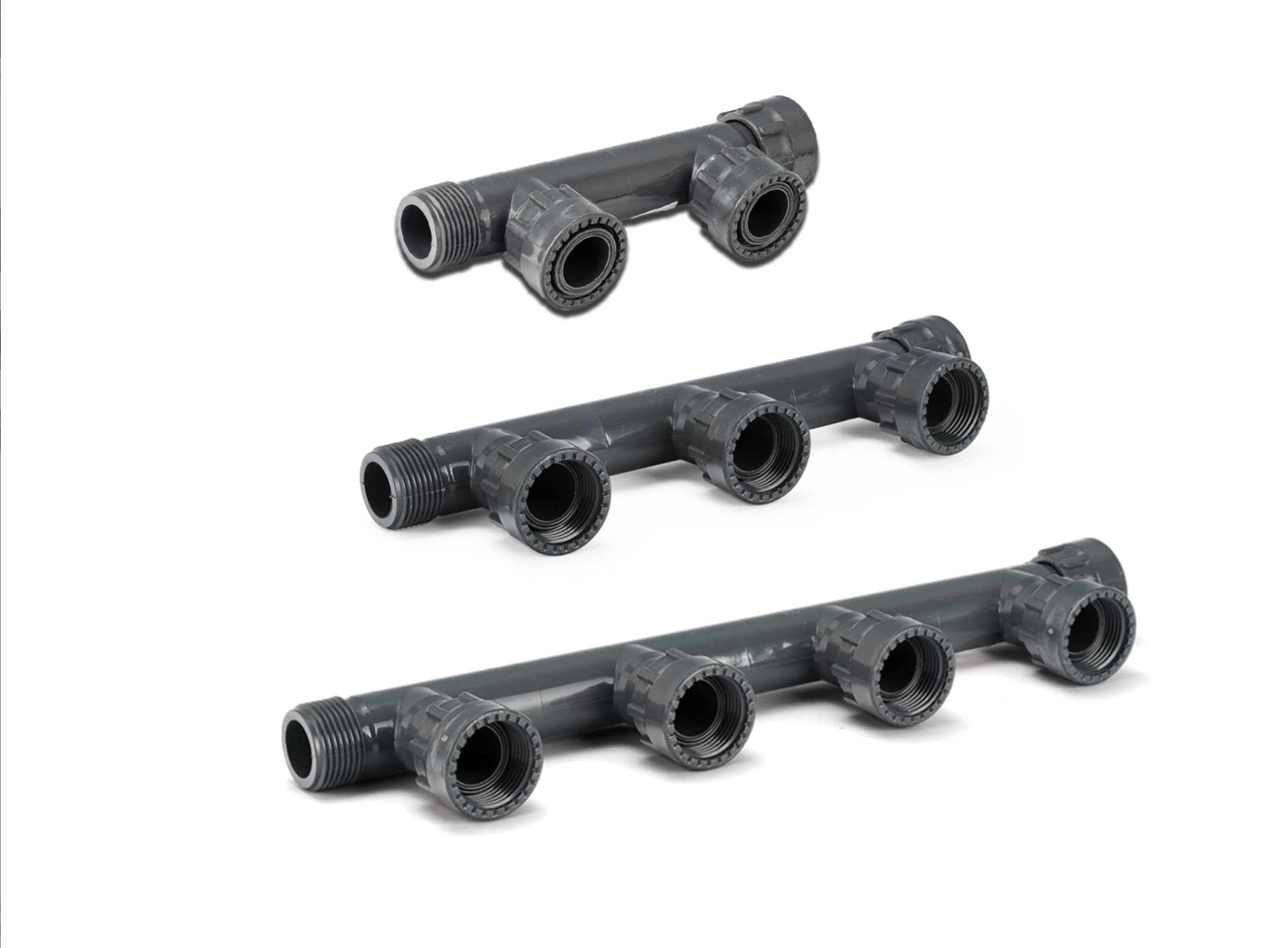 Rain Verteiler 2-fach 3-fach 4-fach 5-fach 6-fach Ventilverteiler 1" SET mit Hunter Magnetventil PGV 101GB IG Kupplungen DN25 DN32 und Druckluftanschluss (DN25, Verteiler 3-fach)