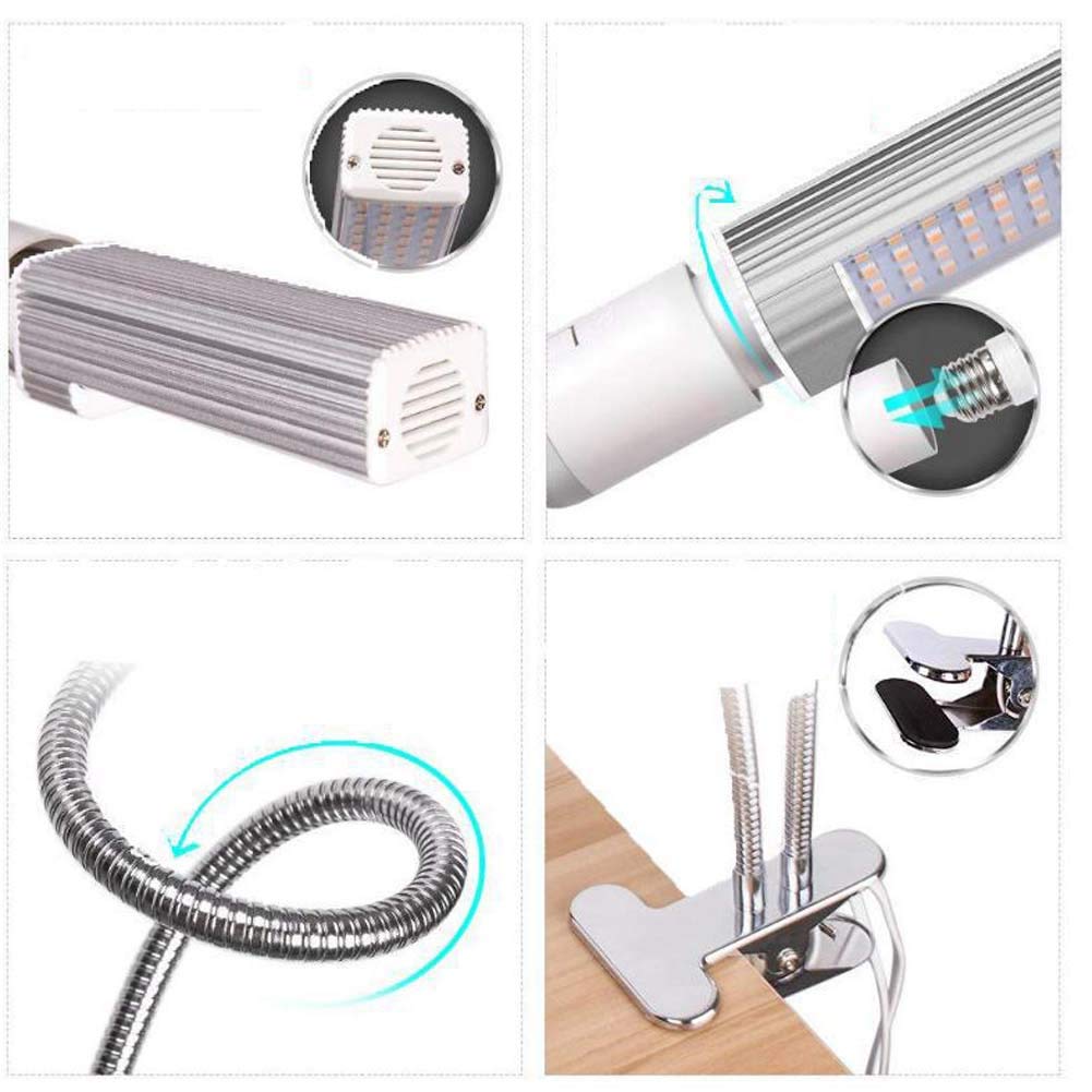 Led Grow Light 45W, Sunlike Full Spectrum Grow Lamp para plantas de interior, Gooseneck Desk Plant Light, E27 / E26 Bombilla reemplazable