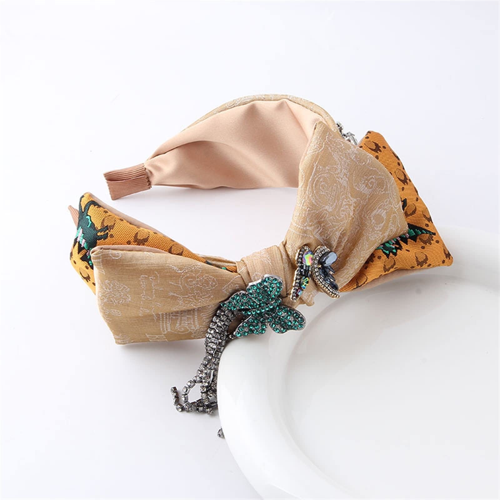 Haarreife Stirnbänder Handgemachte braune eingelegte Kristall-Strasssteine ​​große Blume Barock-Haarband for Frauen, die Elegante Haar-Accessoires heiraten Styling-Zubehör (Color : B)