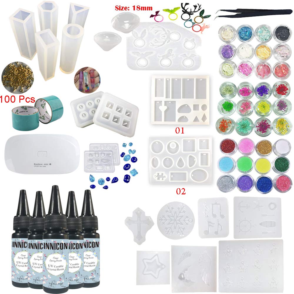 30 ml * 5 żywica epoksydowa UV 21 silikonowe formy 24 brokatowe cekiny pęseta do naszyjników DIY bransoletki zawieszki klejnot łoś płatek śniegu granatowa kotwica krzyż pentagram tworzenie notatek