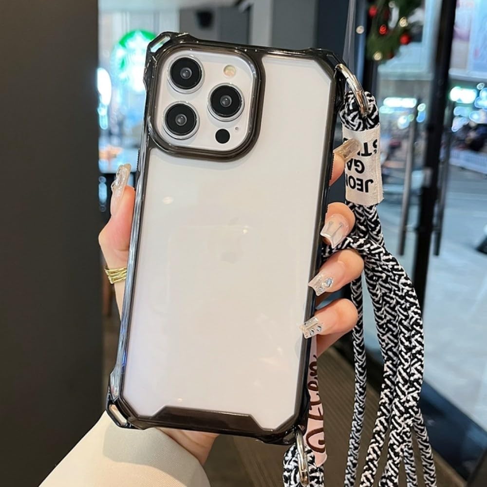 Couverture souple transparente iPhone 13 avec cordon réglable anti-chute