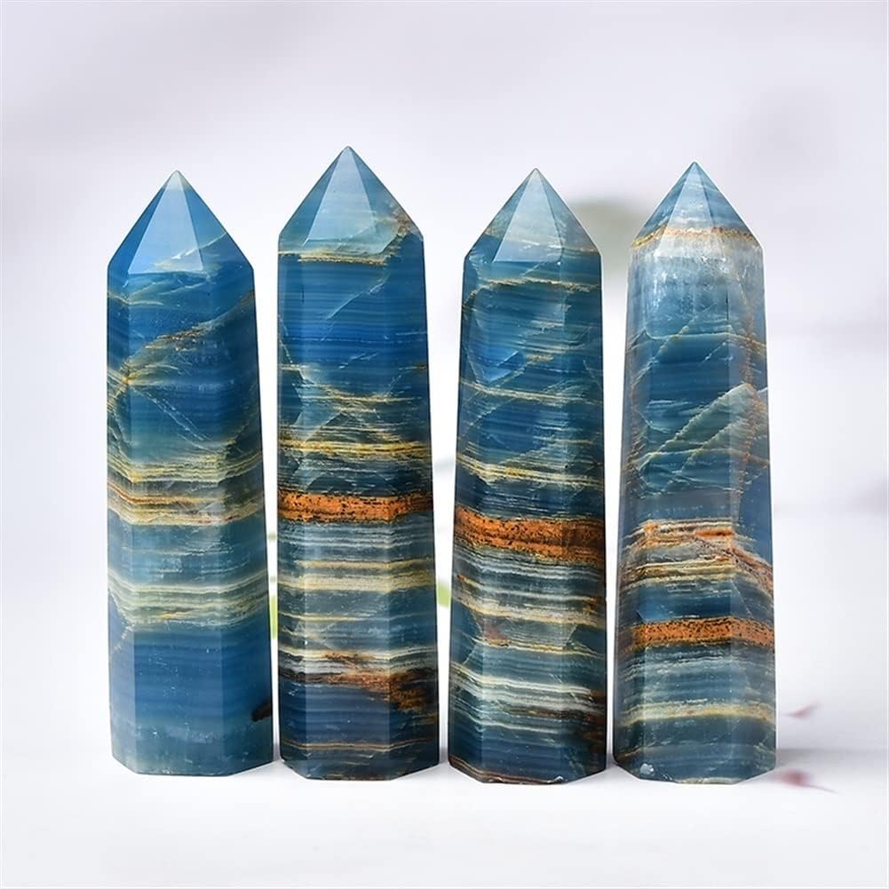 Quartz Decoration Natural Blue Agate Crystal Point for Home Decoration Crystal Column (Size : 10-11cm)