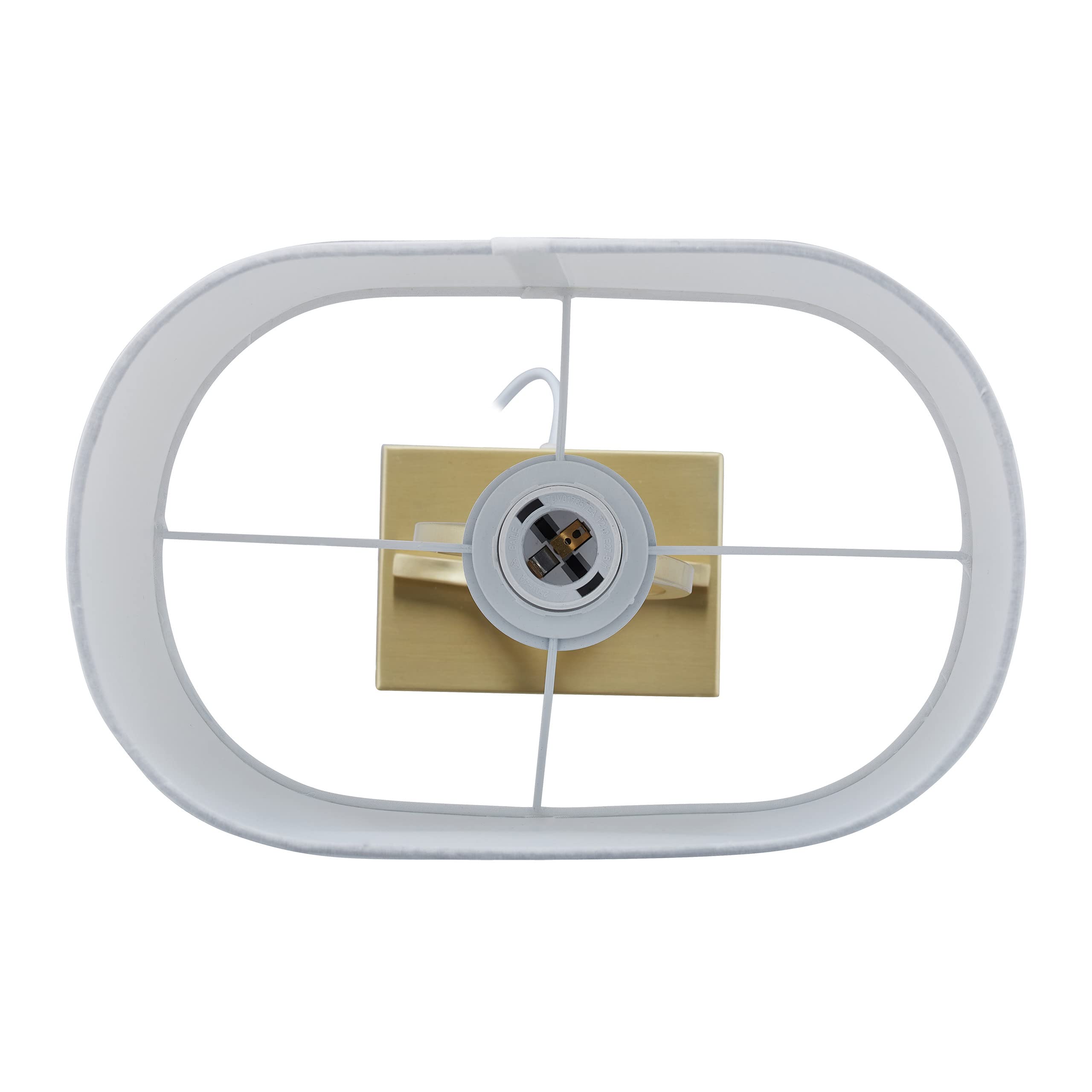 Relaxdays Lampada da Tavolo, Abat Jour con Paralume di Stoffa, HxLxP: 51 x 28 x 18 cm, E27, Salotto e Camera Letto, Oro