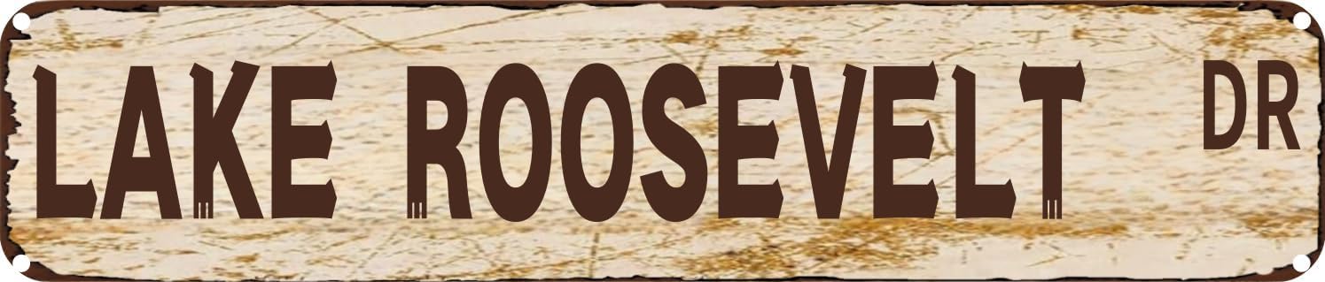Vintage Tin Sign Retro Metal Wall Decor LAKE ROOSEVELT DR Rustic Aluminum Plaque for Home,Bar,Kitchen,Garage,Man Cave 4x16 Inch