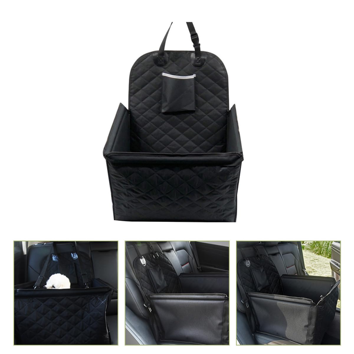 PRETYZOOM Cojín Antideslizante para Perros Grande, Asiento para Coche, con Bolsillo de Almacenamiento, Adecuado para Viajes y Transporte Seguro de Mascotas
