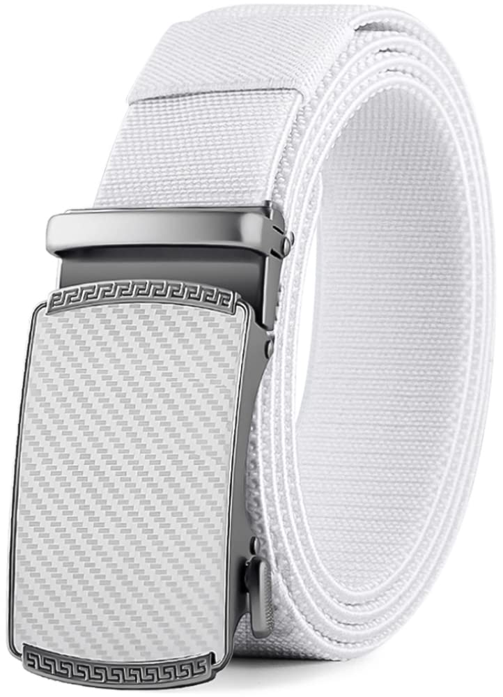 DOOPAI Elastic Golf Belts for Men, 2 Pack Nylon Ratchet Belt, Trim to Fit