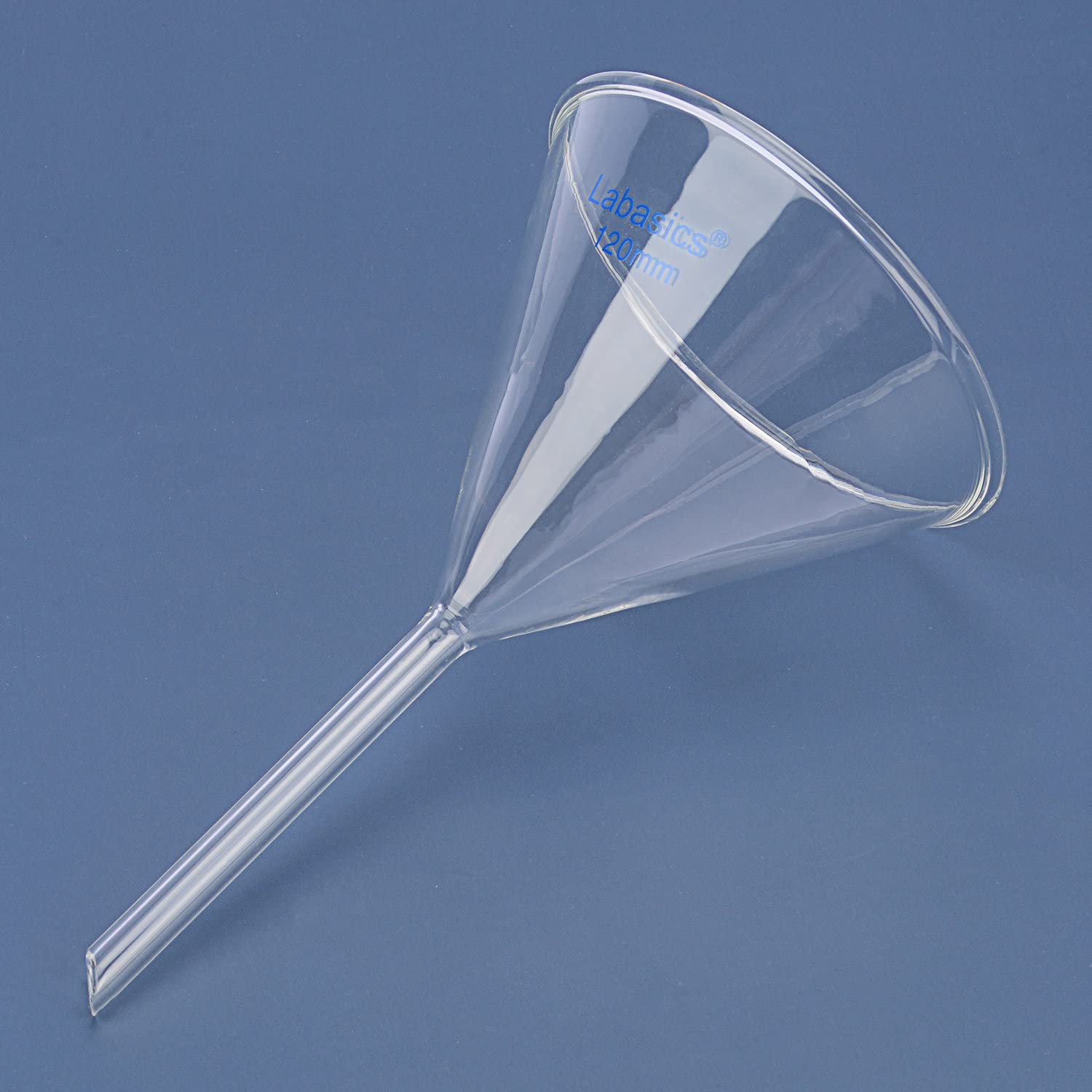 Labasics Entonnoirs en Verre, Lot de 2 Paroi Épaisse Entonnoir en Verre Borosilicaté, Tige Courte 120 mm de Diamètre, Longueur de Tige 120 mm
