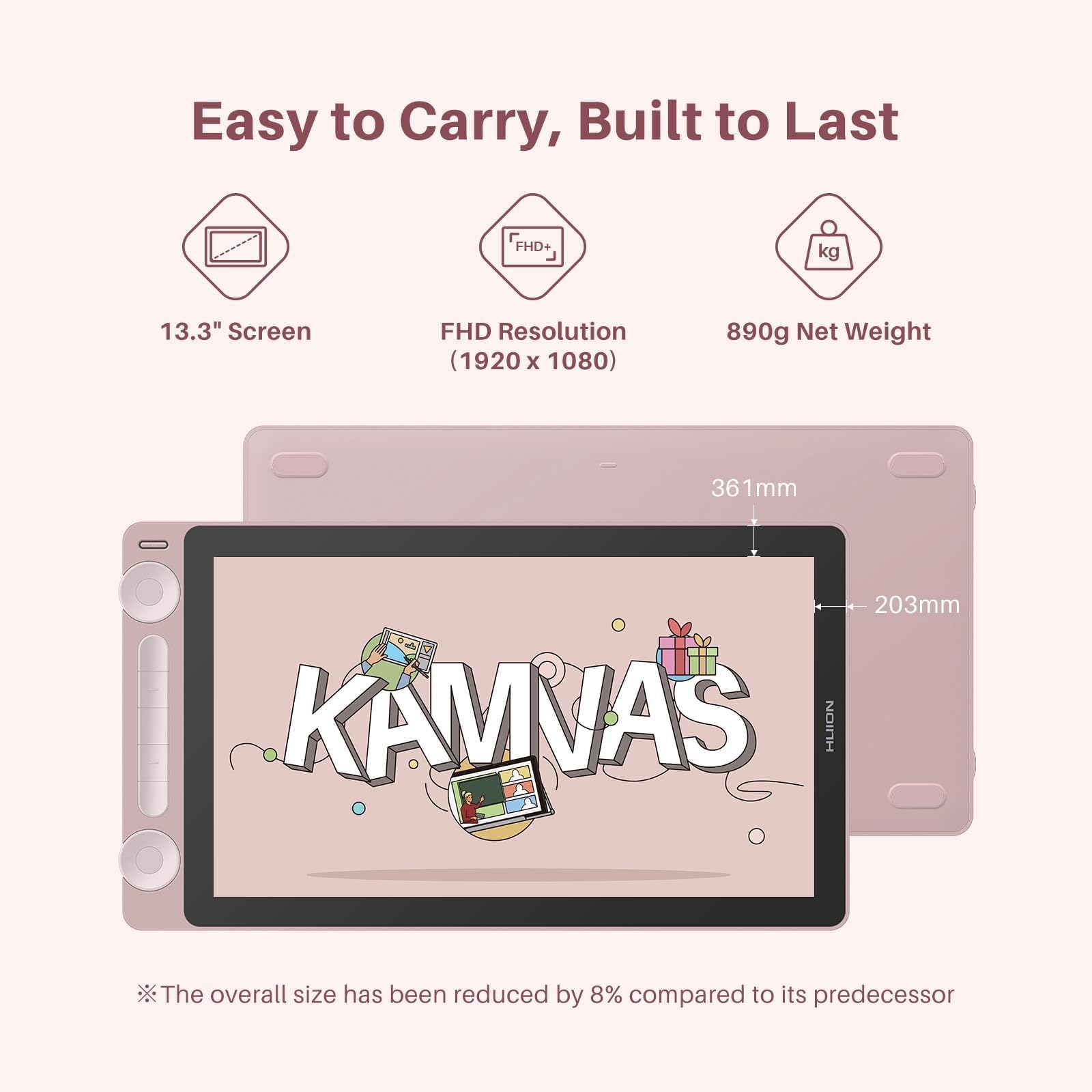 HUION Kamvas 13 Gen 3 tablet graficzny 13,3" laminowany szkło trawione PenTech 4.0 16384 Dual Dial