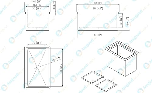 Miniatura 2 de Baúl de hielo comercial de acero inoxidable de 18 x 30 pulgadas, pozo de hielo aislado con drenaje | Estación de barras y bebidas