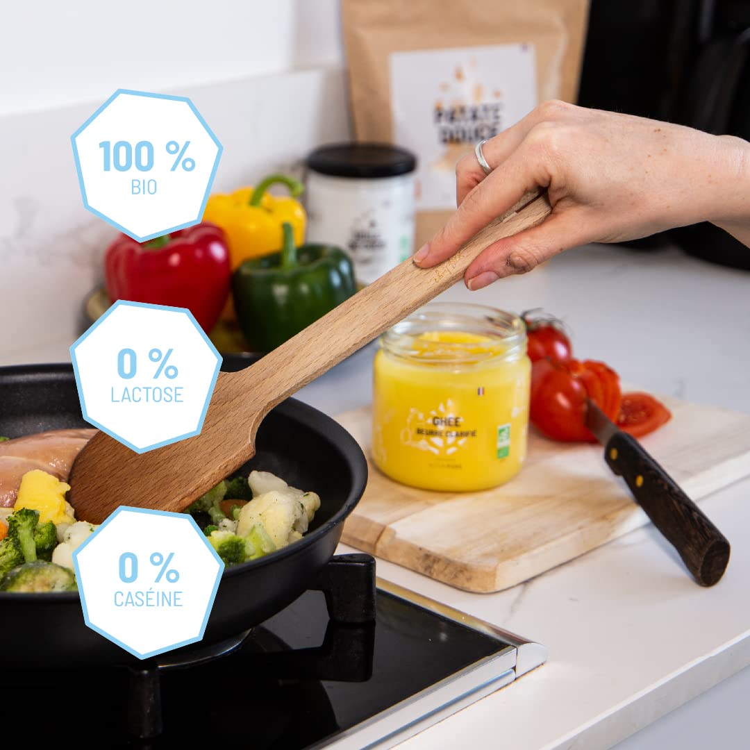 Nutripure | Ghee Bio | Mantequilla clarificada | Sin Lactosa | Sin caseína | Rico en vitaminas A y E | Ideal para cocinar a alta temperatura | Conservación a largo plazo | 300G