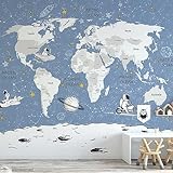 Kids Room Wallpaper Astronaut Space – Giant World Map with Countries Mural - Nursery Wallpaper Peel and Stick – Kids Wall Murals for Girls Boys Baby – Waterproof Self Adhesive (408215, 148W x 100H)