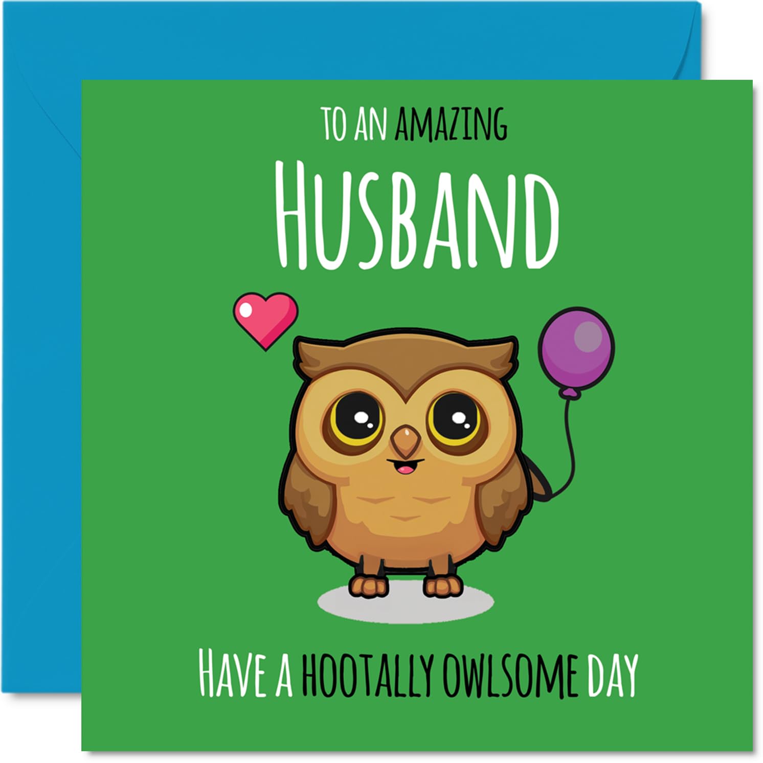 Husband Birthday Card - Hootally Owlsome - Happy Birthday Card for Husband from Wife Partner, 145mm cute owl Bday Greeting Cards