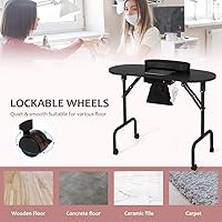 Vista 4 de Mesa de Manicura Portátil Escritorio de Uñas con Estación de Carga y Colector de Polvo, Mesa Plegable de Técnico de Uñas para Estación de Trabajo