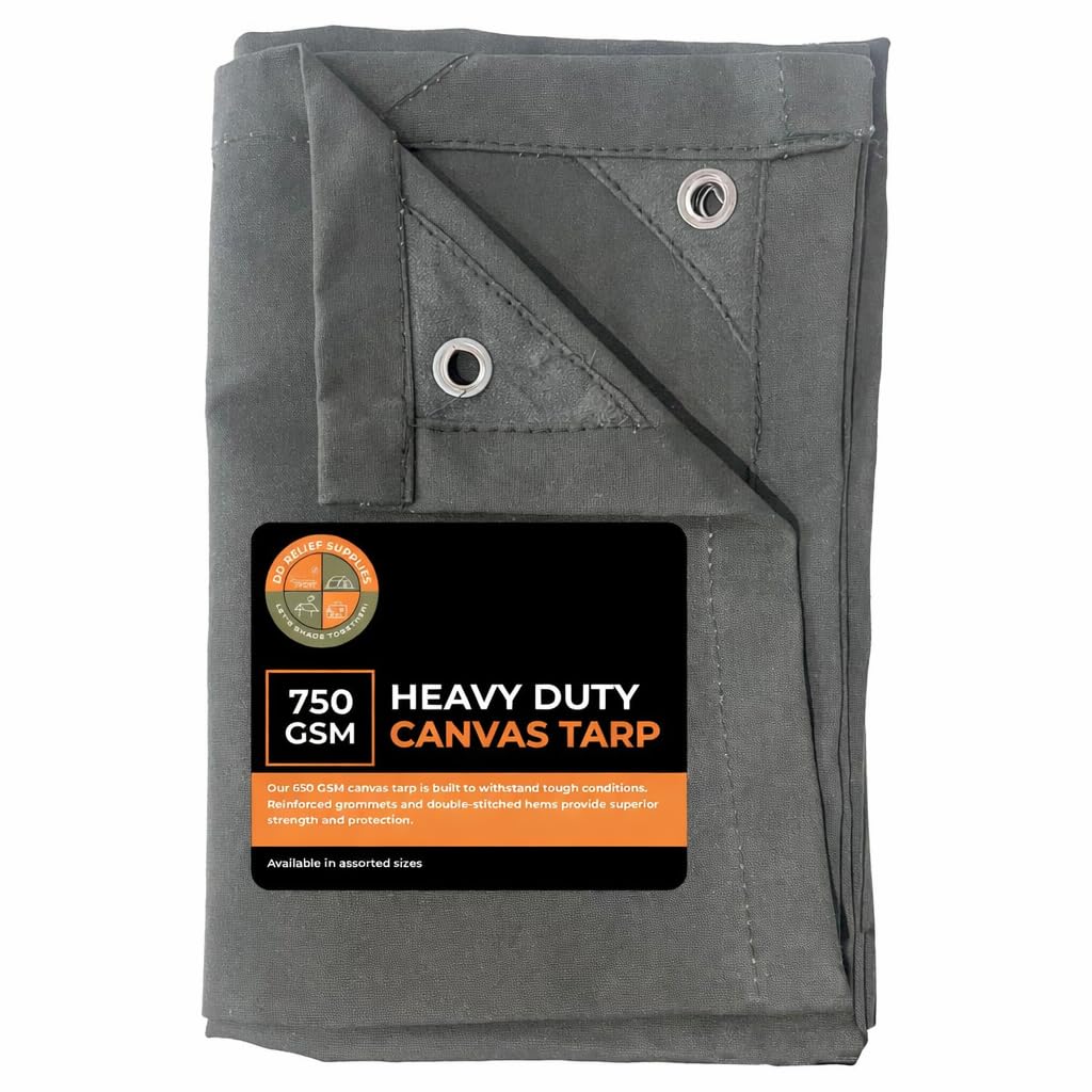 Heavy Duty 650 GSM Canvas Tarp | Commercial Water Resistant Green Canvas Tirpal/Tarps with Grommets | Multipurpose Outdoor Tarpaulin for Camping, Canopy, Trailer, Equipment Cover | 6' X 8'-image-30