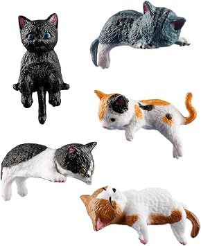 5PCS Mini Cat Figurine,Cute Realistic Cats Dolls,Adorable Miniature Cat Display for Desk,Office,Car Interior Decoration