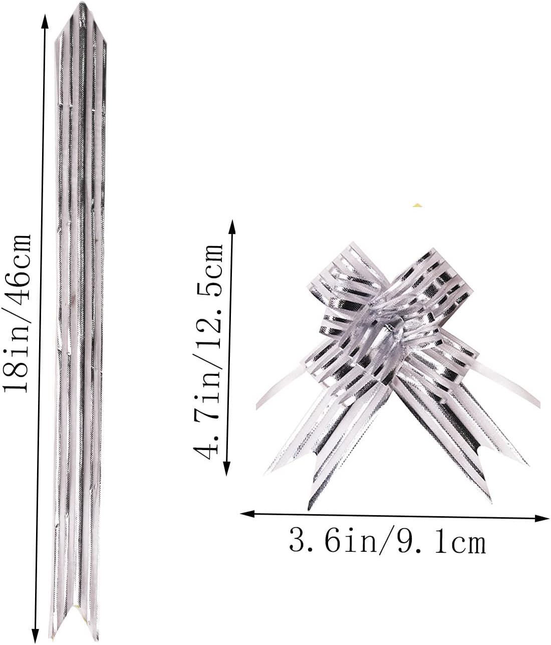 30 Pcs 3.6 Inches Pull Bows Gift Wrap Bows Present Wrapping Pull Bow with Ribbon for Wedding Present Baskets (Silver) - Image 2