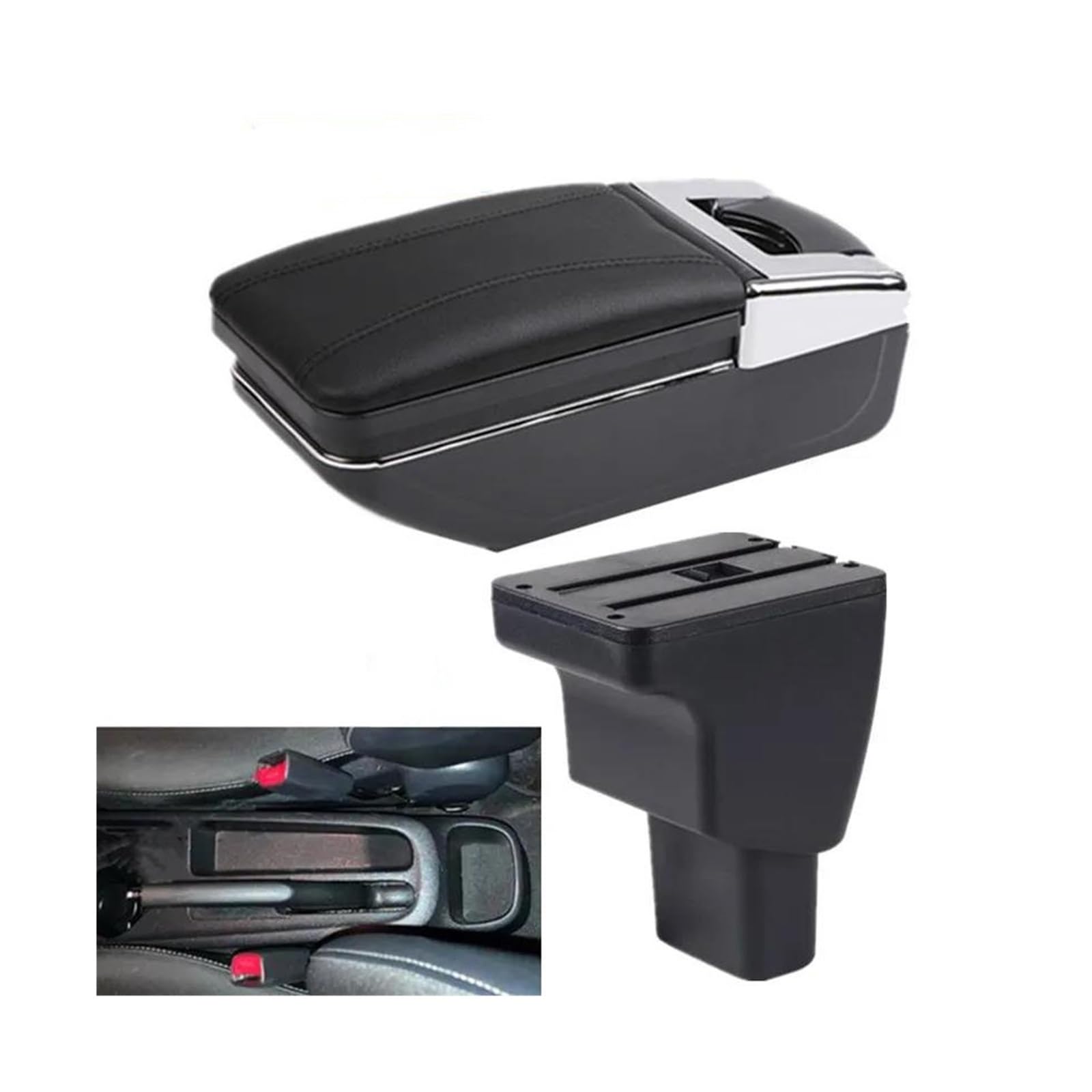 OOPUHKSY Car Armrest Box For Hyundai I10 11-19 Storage Box Interior Parts Car Accessories(A black line NO USB)