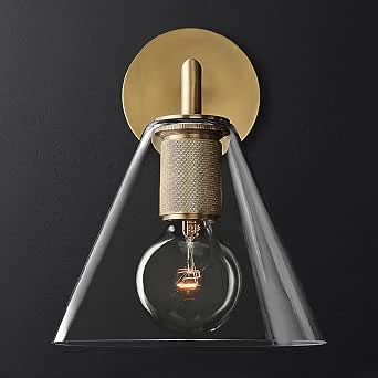 Vintage Floral Glass Shade Wall Sconce – Gold Metal, Antique Brass Finish, Indoor Mount
