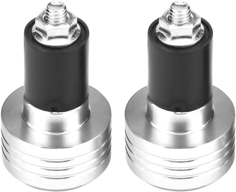 Handlebar Balance Terminal, Pair of 22mm Universal Aluminum Motorcycle Grip Handlebar Ends Weight Balance Plug (Sliver)