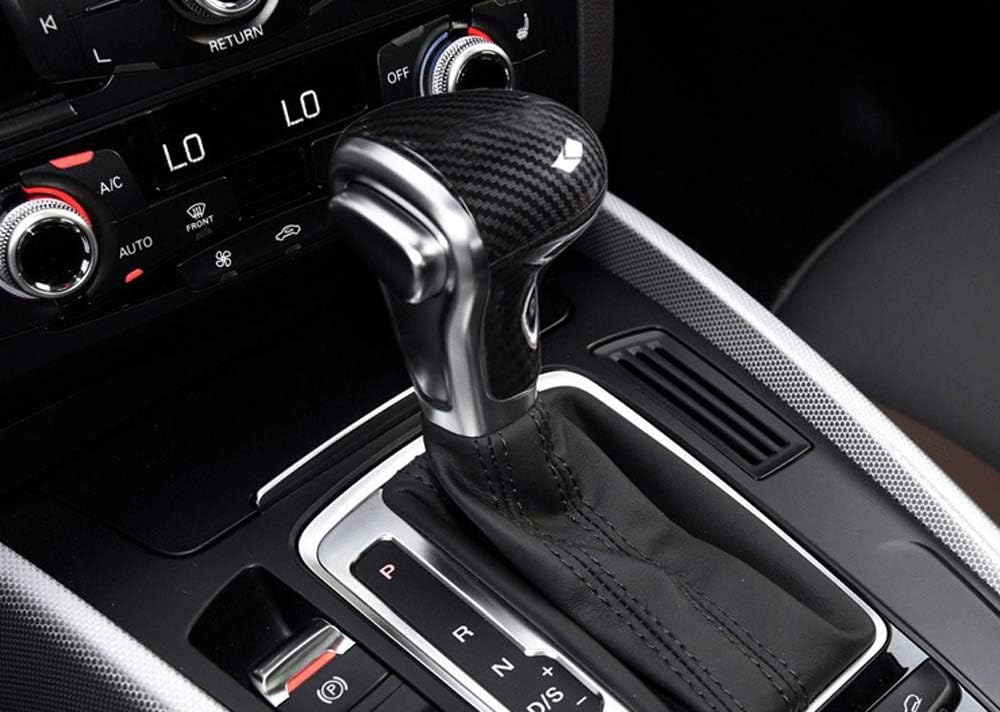 iJDMTOY Glossy Black Carbon Fiber Pattern Shift Knob Cover Shell Compatible with Audi 2013-2016 A4 A5 Q7, 2012-2015 A6 A7, 2013-2017 Q5, etc