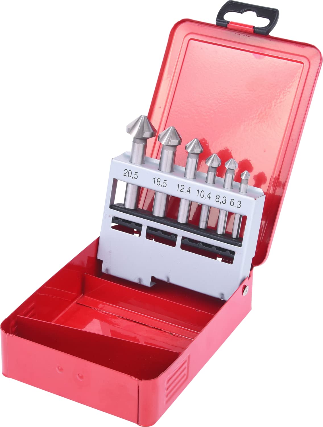 KS Tools 336.0406 HSS Kegel- und Entgratsenker-Satz, Stahlblechkassette 6-tlg. | Stahlblechkassette, 6 Teile