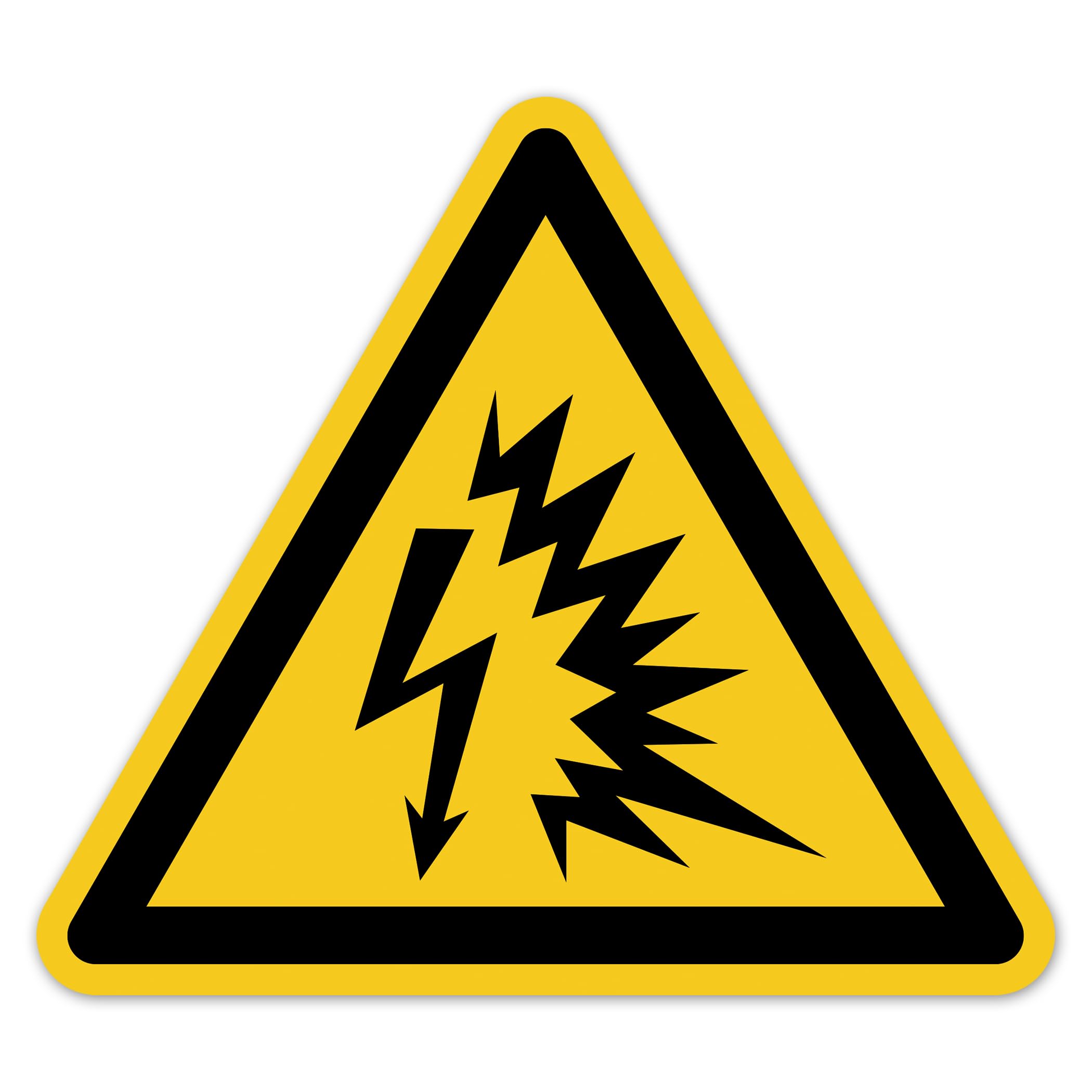 Señal de advertencia de arco eléctrico según DIN EN ISO 7010 ASR A1.3 W042 – Adhesivo de seguridad eléctrico para distribuidor de máquinas LTI035 (100, 200 mm)