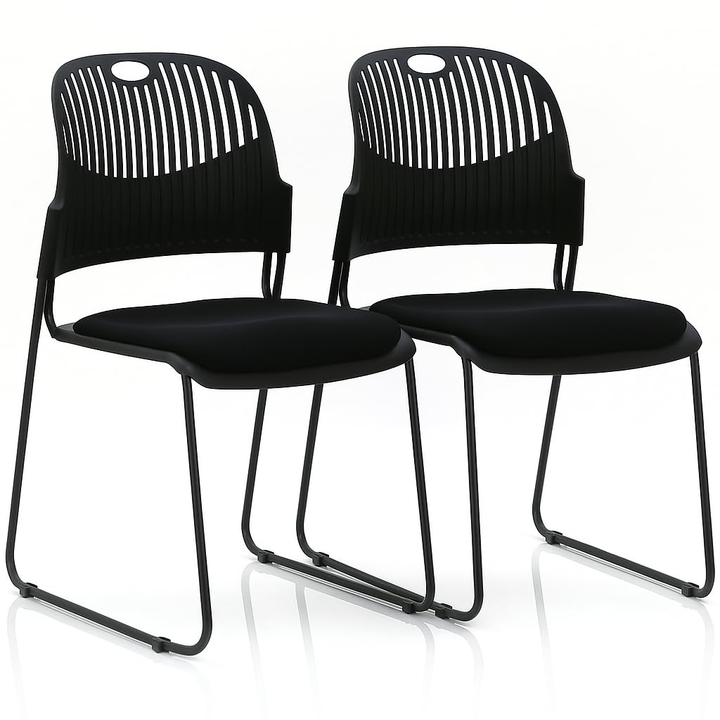 MUEBLIX.COM - Pack de 2 Sillas Confidente, Silla de Recepción, para Cocina u Oficina, Resistente y Duradera, Silla Ergonómica y Clásica, Color Negro
