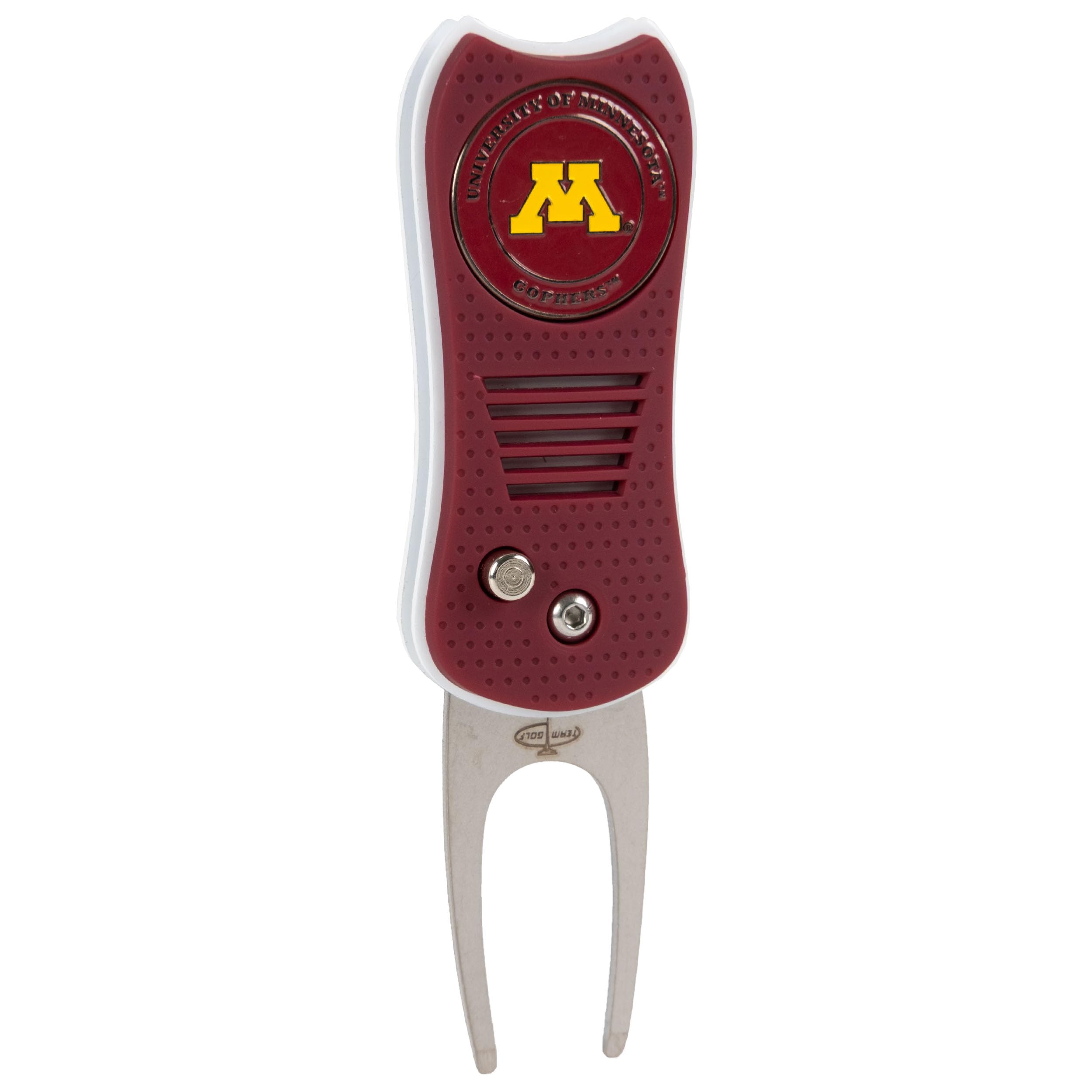 Team Golf NCAA Minnesota Golden Gophers Retractable Divot Tool with Double-Sided Magnetic Ball Marker, Features Patented Single Prong Design, Causes Less Damage to Greens — image 1