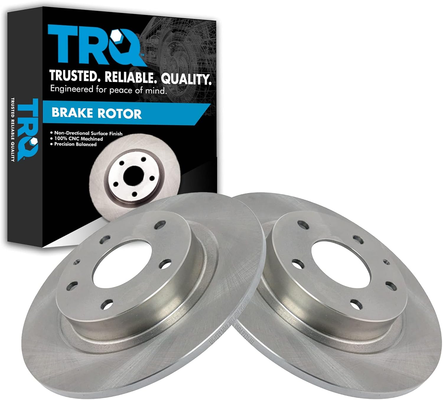 TRQ Rear Brake Rotors Set Solid Compatible with 2014-2021 Mazda 6