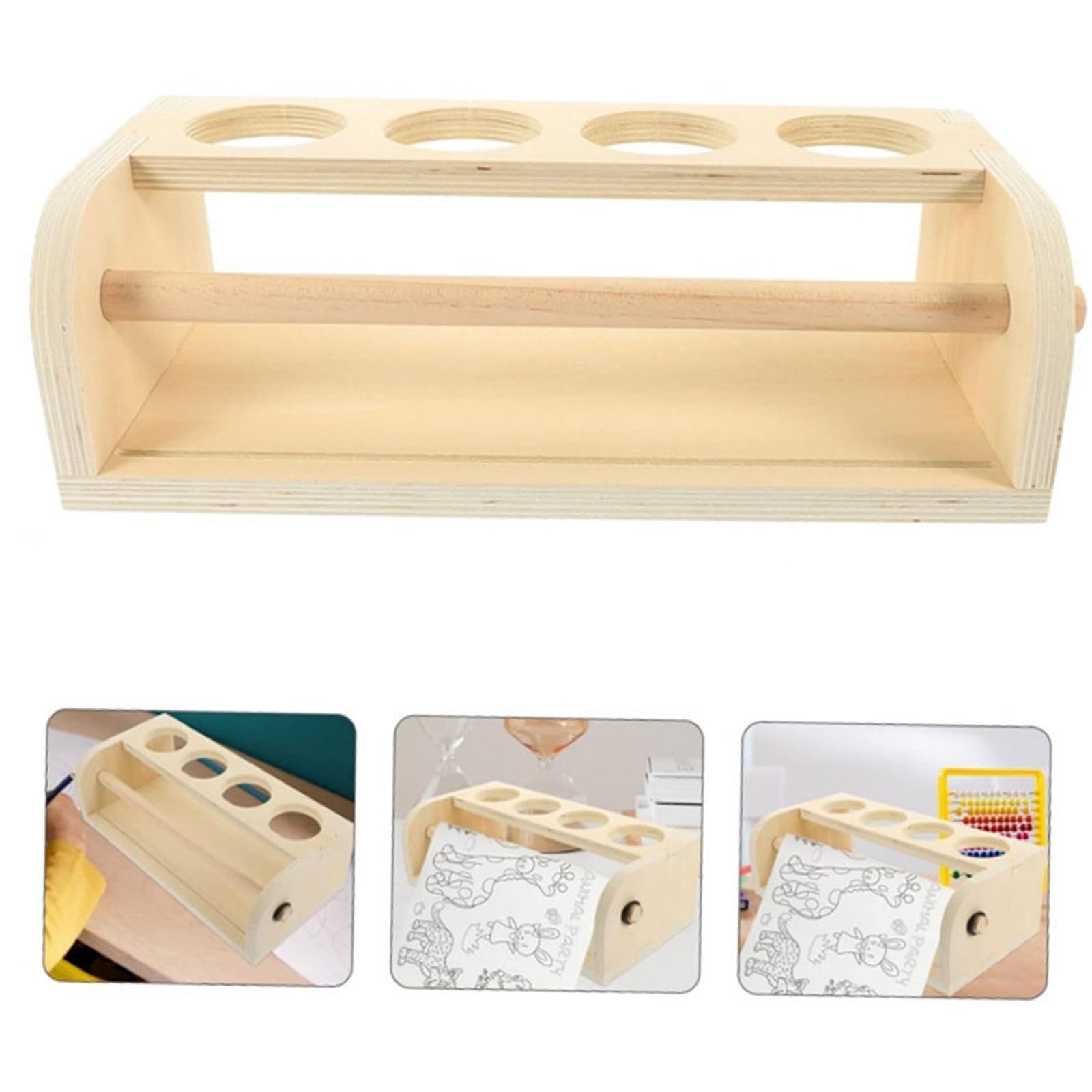 Dispensador de rollos de papel de madera para niños, para dibujo y manualidades, organizador de rollos de papel de escritorio para rollo de papel de 30,5 cm de ancho