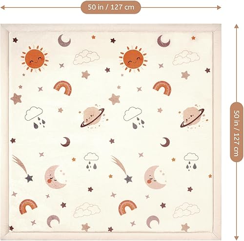 Miniatura 9 de STARUIA Tapete de juego para bebé para piso, tapete de espuma viscoelástica de 1.1 pulgadas de grosor, tapete de franela suave para guardería,