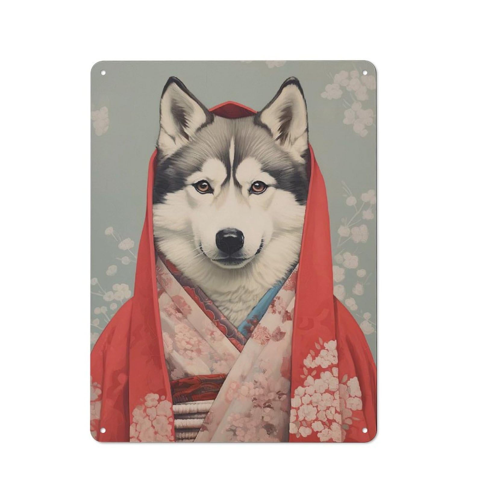 Junmoney Style-8 Husky Geisha Modern Retro Metal Wall Decor 40X30cm, Metal Wall Sign For Loft, Studio, Office Or Creative Room