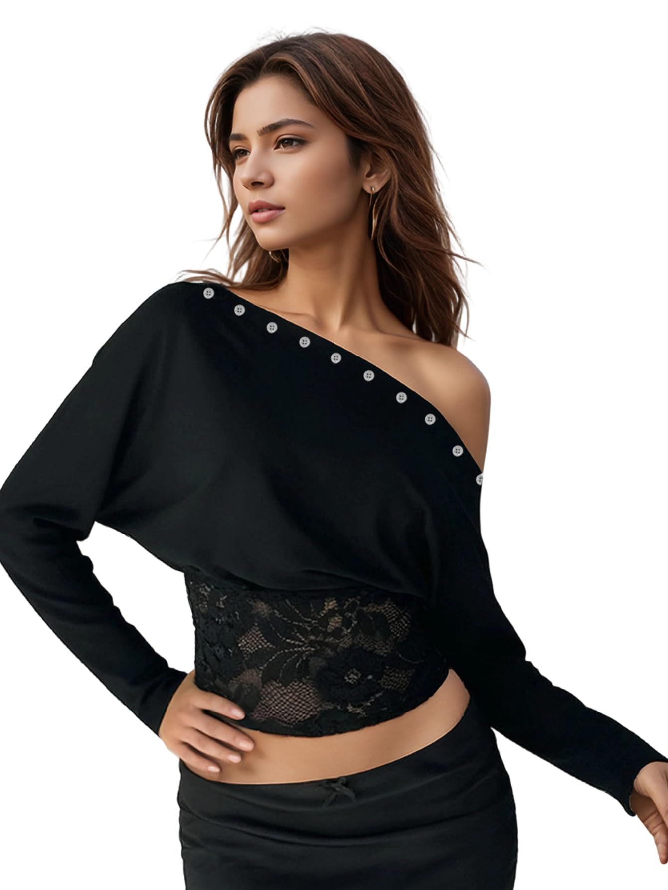 Womens Sexy Off The Shoulder Cropped Sweater - Fall Long Sleeve Knit Pullover Going Out Top