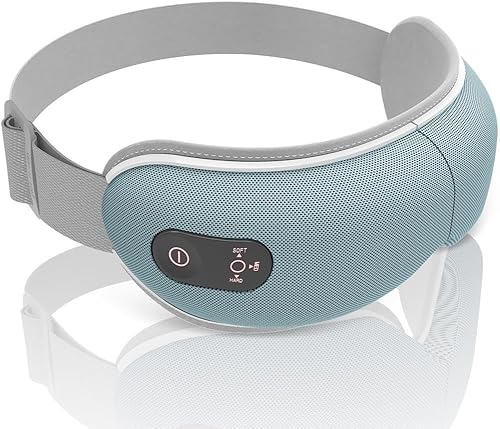 SereneLife Masajeador de ojos con calor - Terapia inteligente recargable de alivio de estrés plegable máscara de visera de masaje con diadema