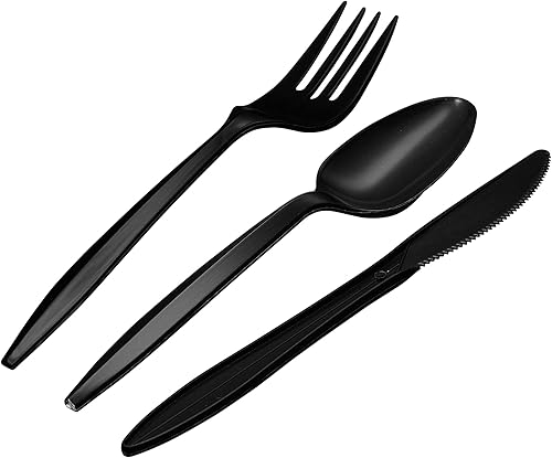 Miniatura 48 de 1,000 tenedores desechables de plástico a granel blanco de peso medio cubiertos desechables cubiertos de plástico tenedor