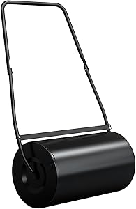 DURHAND Heavy Duty Garden Lawn Roller Tow Water Sand Filled 46L Equipment Manual Push Rolling Drum, Black