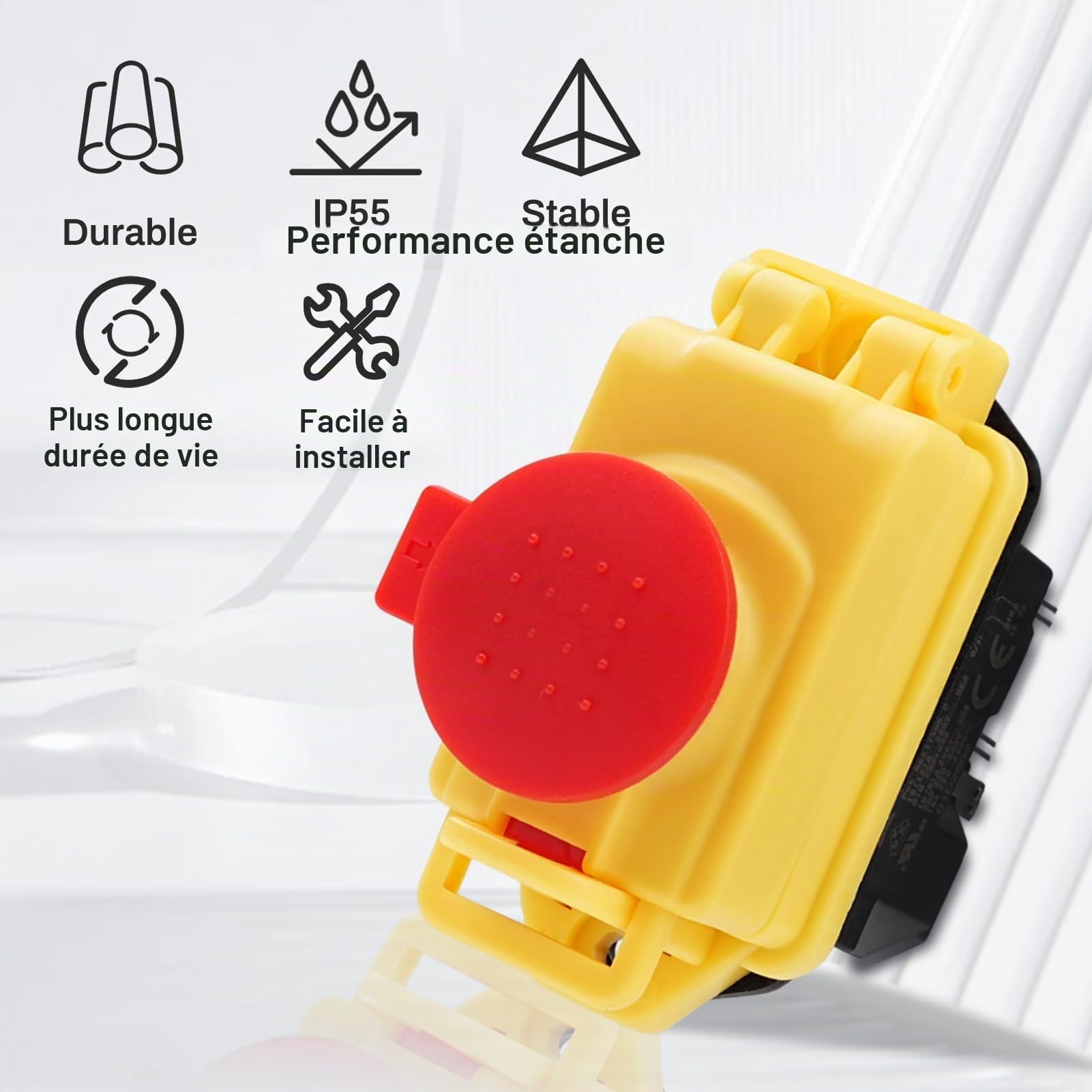 Interrupteur de sécurité pour machine KJD17B 5 broches 250 V 16 A Interrupteur électromagnétique pour machine Interrupteur à bouton-poussoir IP55 Interrupteur étanche Interrupteur encastrable