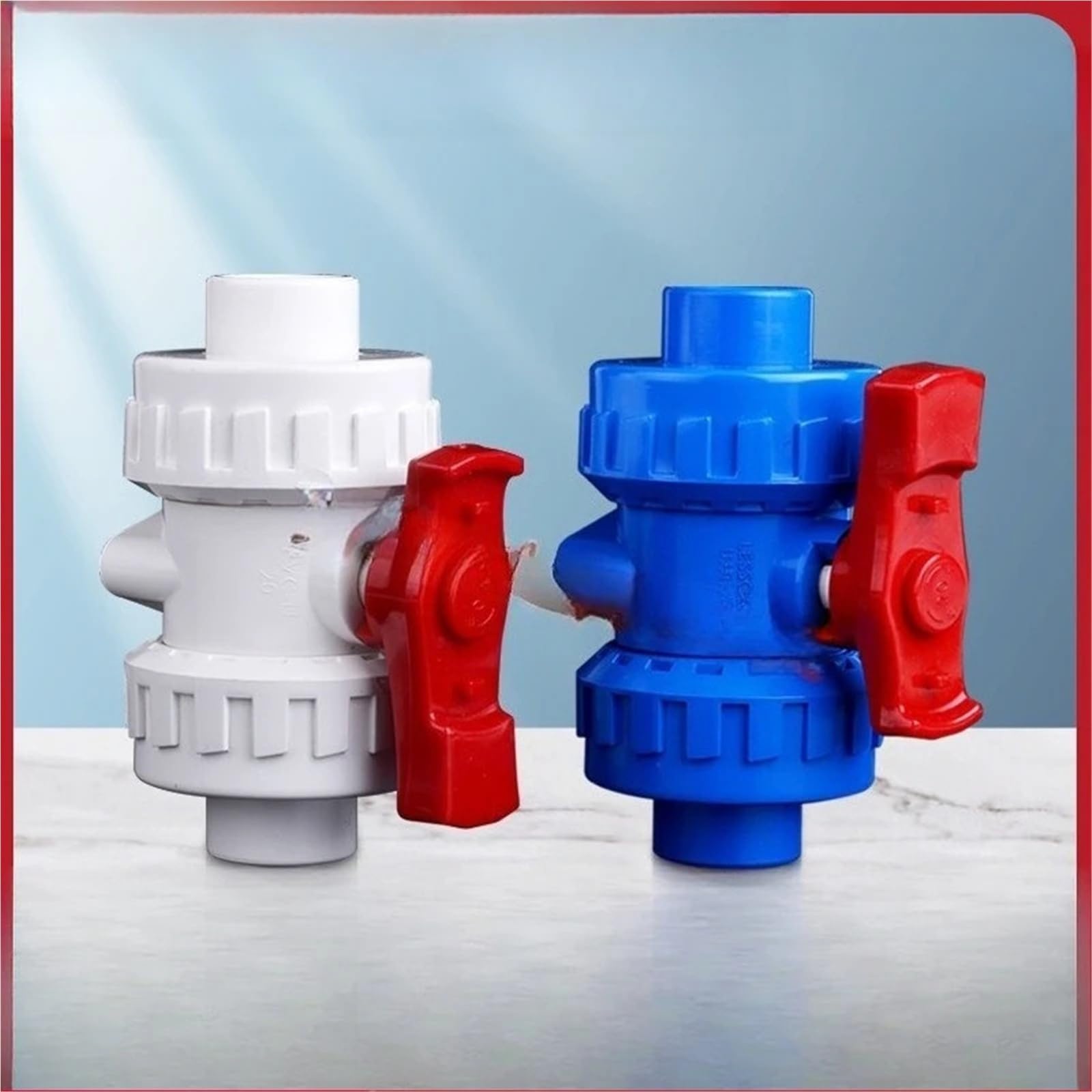 Válvula de bola unión PVC 20, 25, 32, 40 y 50 mm for tubería agua, riego jardín, acuario, pecera, tubo(White 40mm)