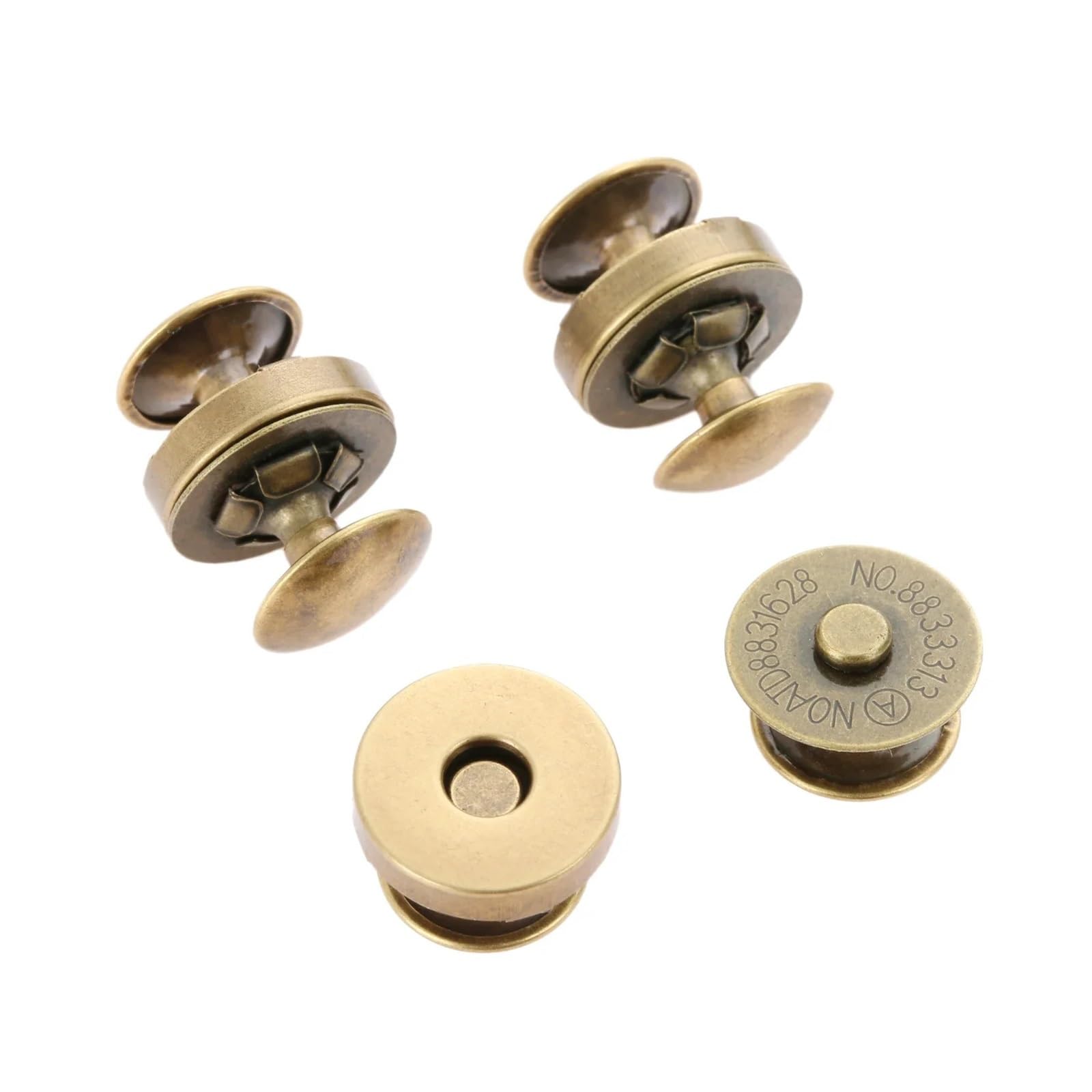 Magnetic Press Studs 10 Sets Metal Magnetic Snaps Double Rivet Clasps Buckles Leather Bag Purse Clothes Sewing Accessories(B 14MM)