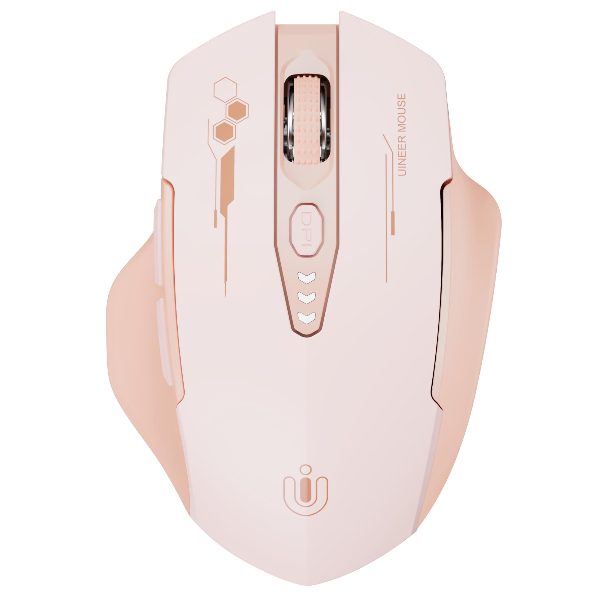 Uineer mouse wireless, [Aggiornato] mouse bluetooth multi-dispositivo, Livello batteria visibile, Tri-mode (BT 5.0/4.0+2.4G Hz) Mouse ergonomico ricaricabile, 4 DPI regolabili, mouse senza fili