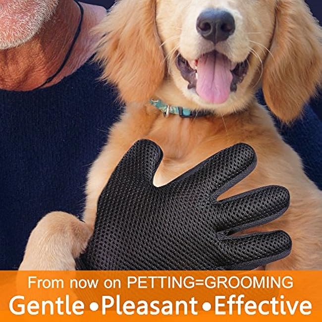 1 Pair Pet Grooming Glove,Gentle Deshedding Brush Glove Hair Remover Brush for Dogs,Cats & Horses with Long & Short Fur-NoyeqO4w