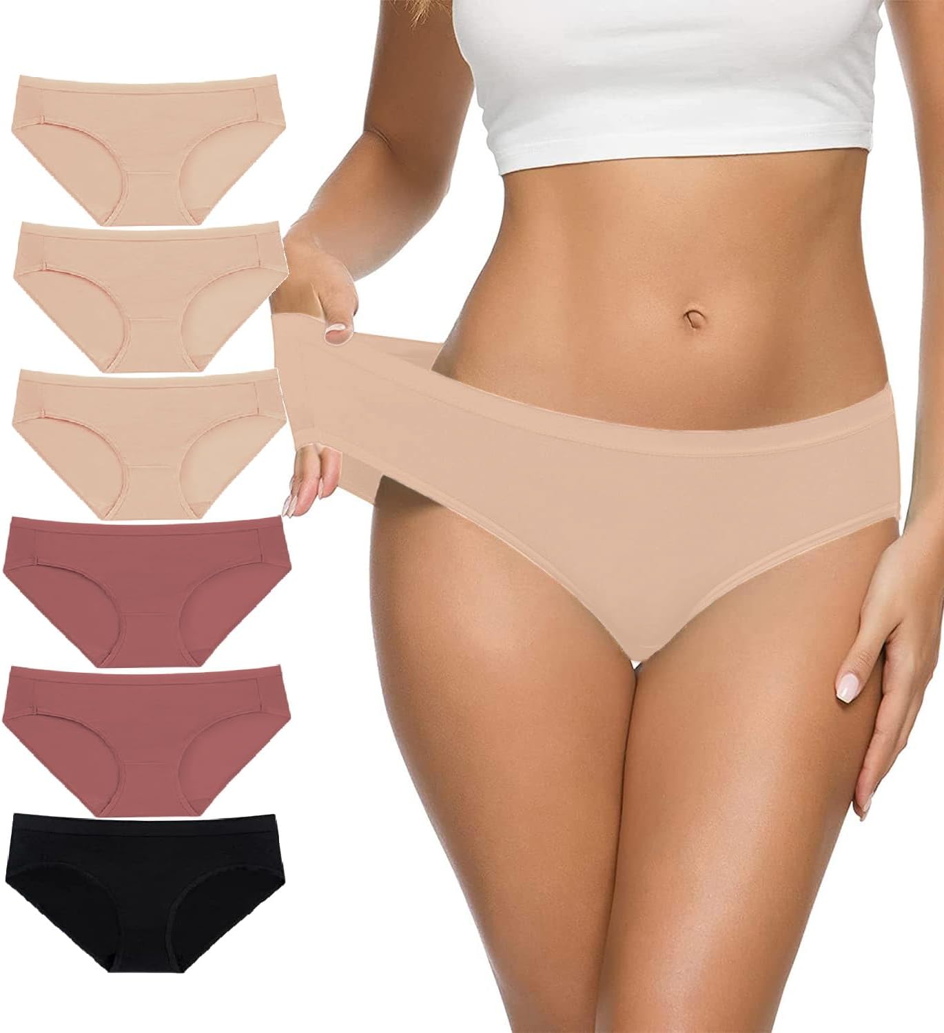 Women's Ultra Stretch Spandex Bikini Panties, High-Cut Full Coverage Cool Underwear for Women Pack of 6