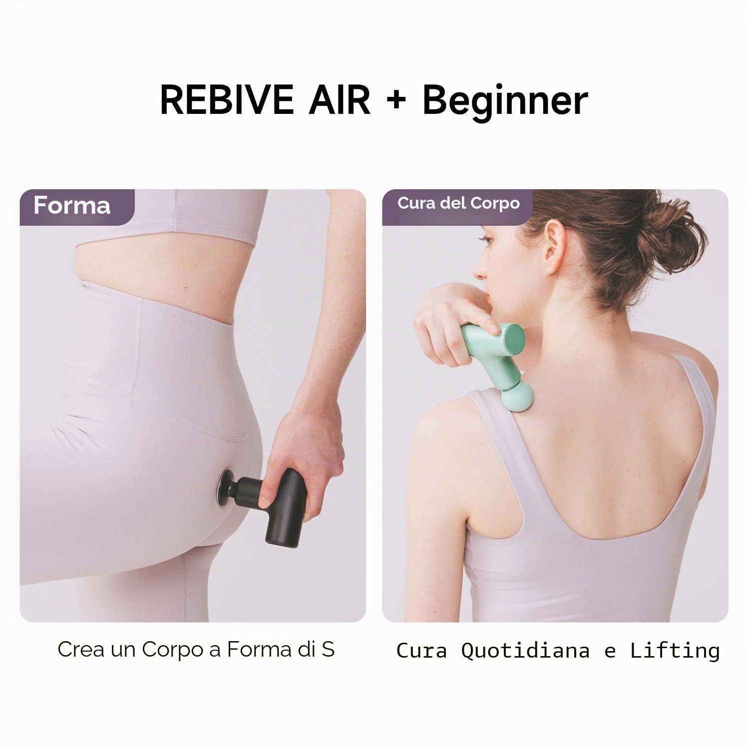 MYTREX Rebive Air Mini Pistola Massaggiante Muscolare per Corpo con 5 Livelli di Intensità di Vibrazione e 5 Testine Intercambiabili | Dispositivo Elettrico Professionale per Sollievo Muscolare | 5 testine intercambiabili per corpo e viso, design ultraleg